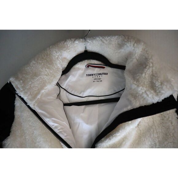 Tommy Hilfiger Sport Women Sz XL Black/White Full Zip Cropped Fleece Jacket - Picture 4 of 8